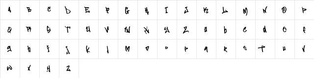 Flim Flom Graffiti Free Regular  glyph index