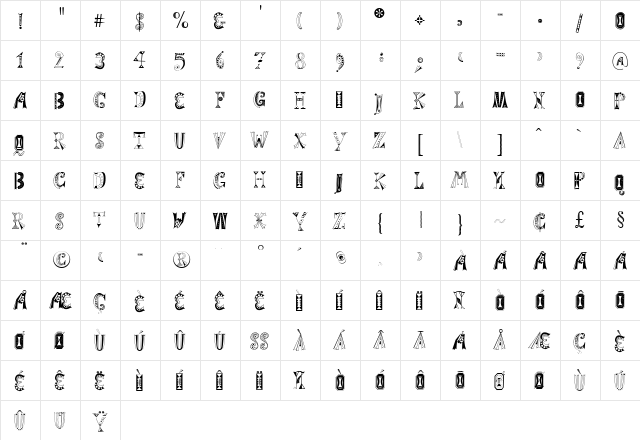 Tokay Medium  glyph index