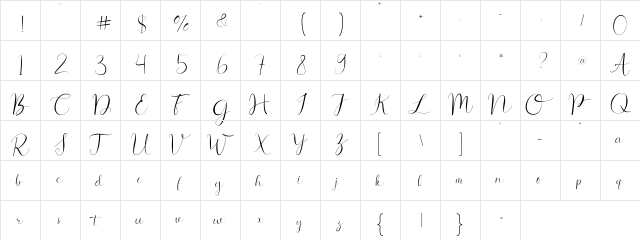 Lovia Regular  glyph index