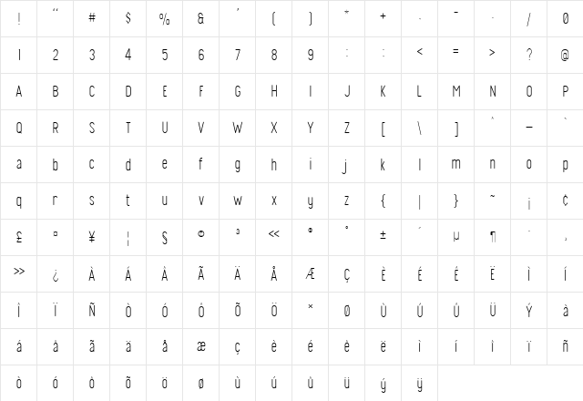 Finland Rounded Thin Regular  glyph index