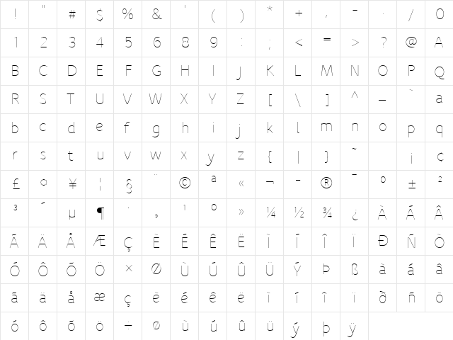 Speak-Light Regular  glyph index