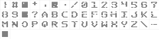 Scanlines Regular  glyph index