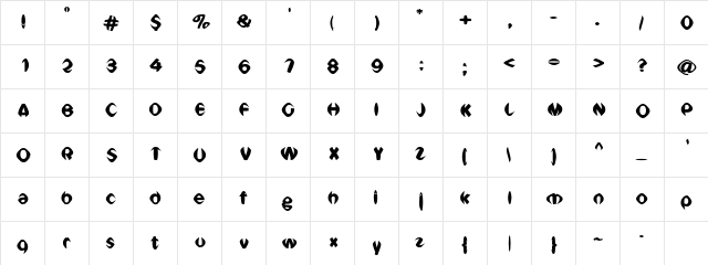 Dross01Dark Regular  glyph index
