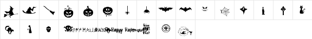 FREAKY HALLOWEEN Regular  glyph index