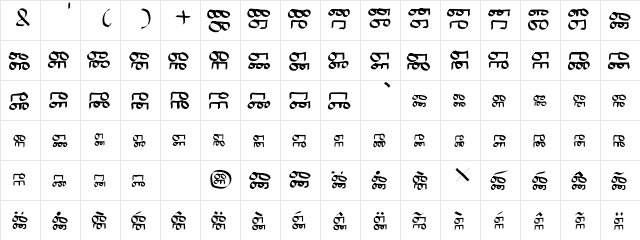 BinaryVerges Regular  glyph index