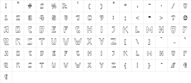 Brassett_Outline Normal  glyph index