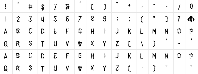 Spider Talent Regular  glyph index