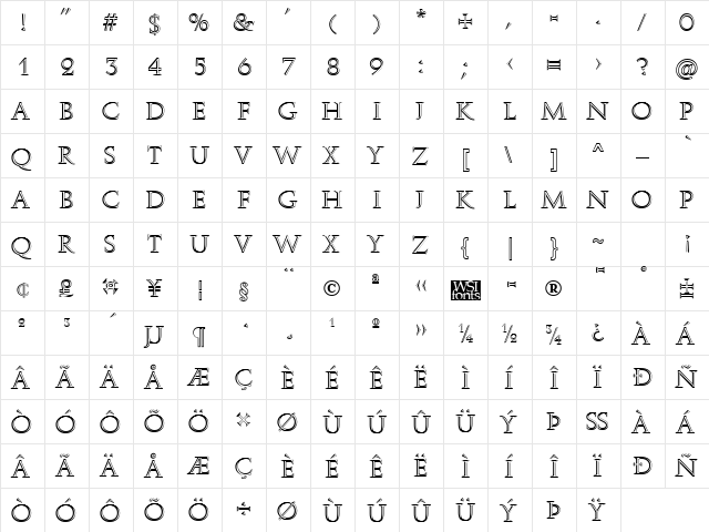 RomanStonecut Regular  glyph index
