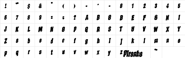 Piranha Regular  glyph index