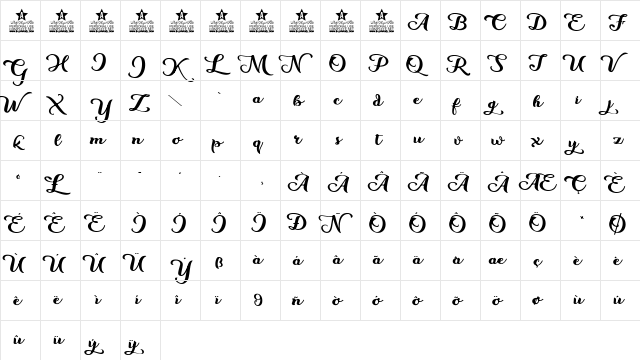 Flowers Personal Use Regular  glyph index