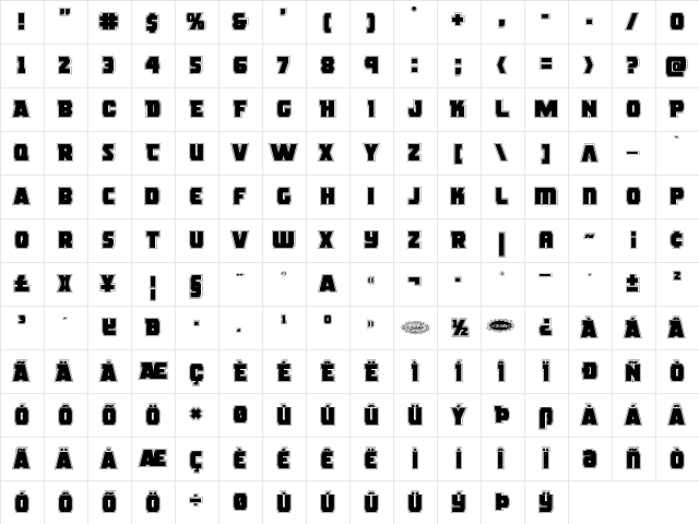 Rogue Hero Academy Regular  glyph index