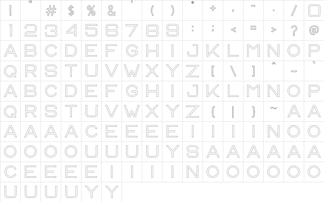 CS Harley Outline Regular  glyph index