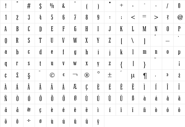 CanadaSmallDB Normal  glyph index