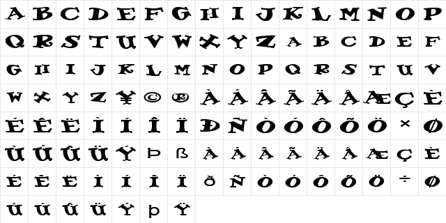 FZ JAZZY 55 EX Normal  glyph index