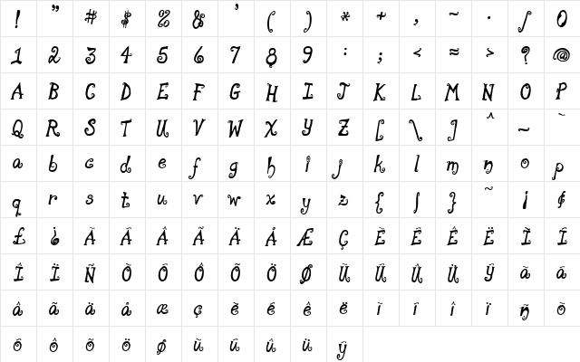 moonpie a la monde Regular  glyph index