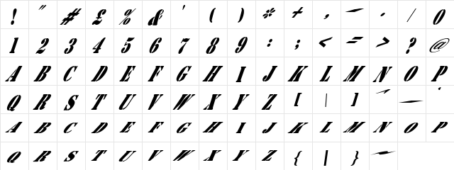 AustralianFlyingCorpsStencilB Regular  glyph index