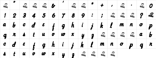 BirthOfTheTrue Regular  glyph index