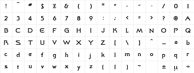 Nairobi Normal  glyph index