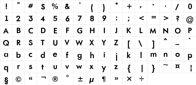 a_FuturaOrtoRg Bold  glyph index