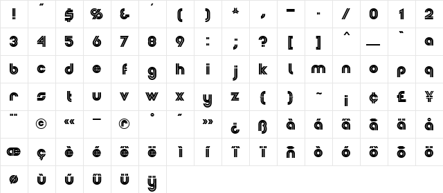 DubbeldikMN Regular  glyph index