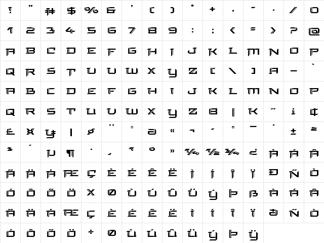 Final Front Expanded Expanded  glyph index