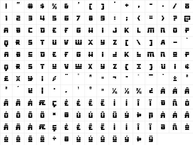 Hong Kong Hustle Laser Regular  glyph index