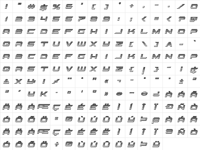 Gypsy Killer Chrome Italic Italic  glyph index