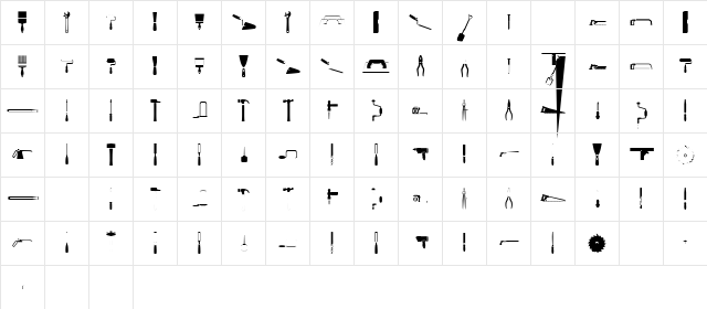 Tools Regular  glyph index