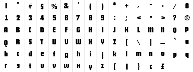 Rhyton Normal  glyph index