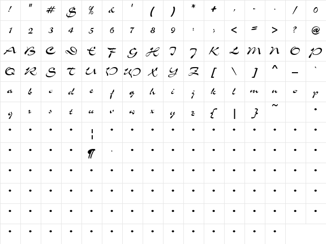 QTSlogantype Regular  glyph index