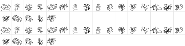 KR Music Angels Regular  glyph index