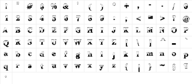 Chell Chrome Bold  glyph index