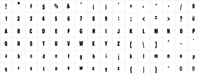 Prick Regular  glyph index