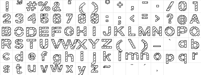Stamped Navy Font Regular  glyph index