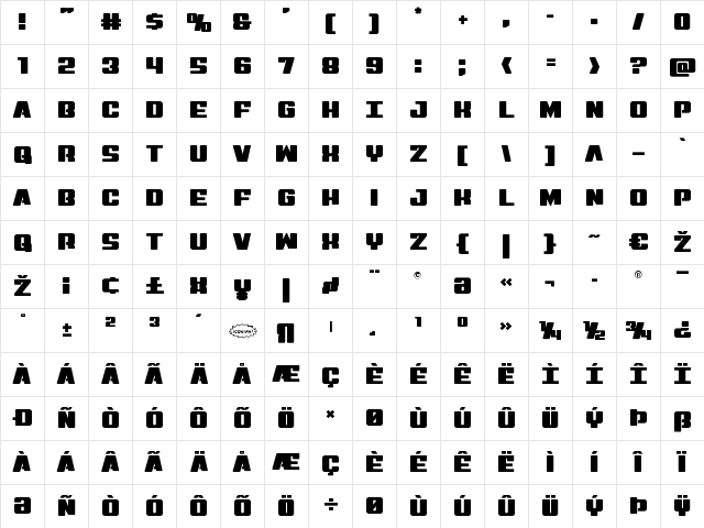 Virgin Hybrid Straight Regular  glyph index