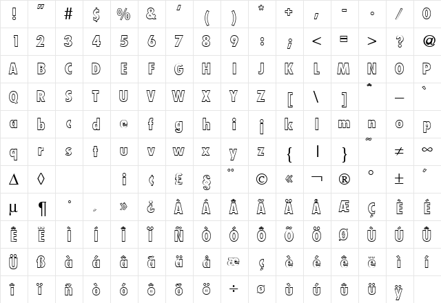 FunctionCondTwoOutExtrabold Regular  glyph index