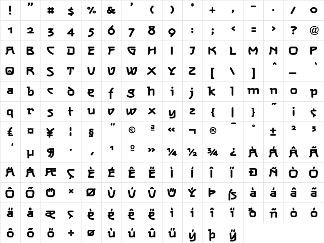 NeuseidlerAntiqua LT Std Hv Regular  glyph index
