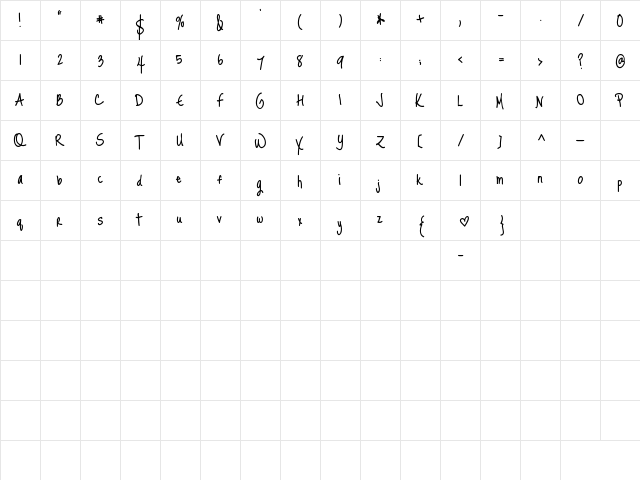 Just Me Again Down Here Regular  glyph index