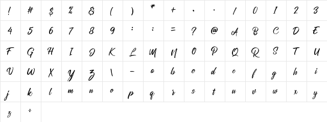 Rollete Qaku Regular  glyph index
