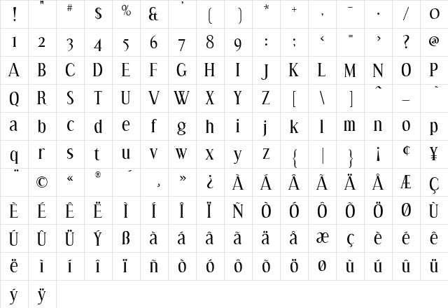Effloresce Regular  glyph index