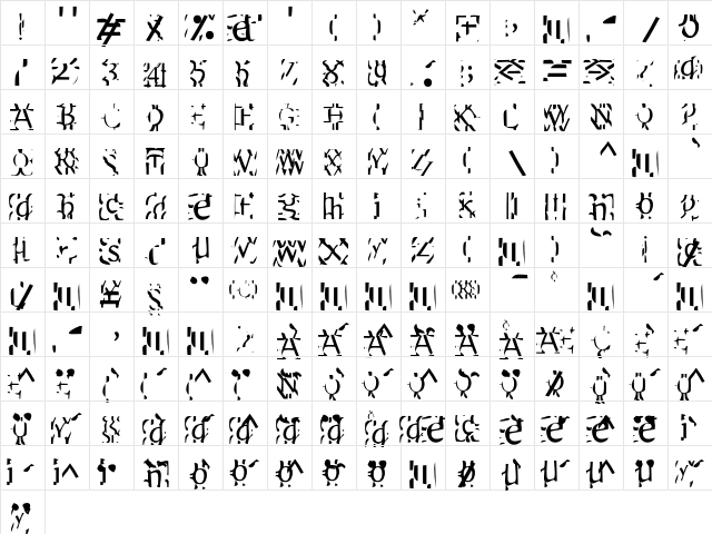 F2FPrototipaMultipla LT Std Regular  glyph index