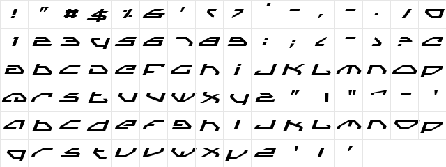 Spylord Expanded Italic Expanded Italic  glyph index