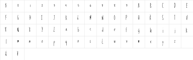 TalkingLouder Regular  glyph index