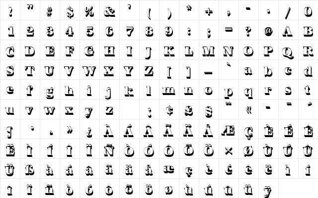 URWAntiquaTUltBolSh1 Regular  glyph index