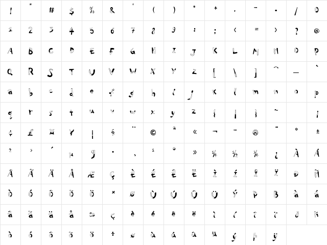 PF Playskool Pro Halfull  glyph index