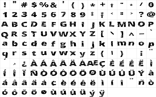 Cracked Regular  glyph index