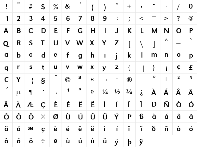 TomBecker Regular  glyph index