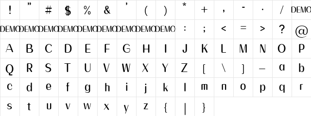 Cats And The City Demo Regular  glyph index