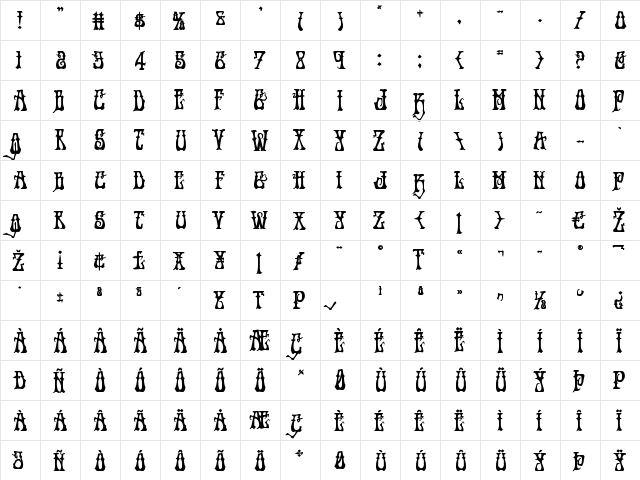 Instant Zen Bold Bold  glyph index