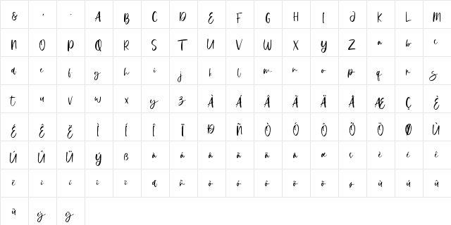Donittan Story Regular  glyph index